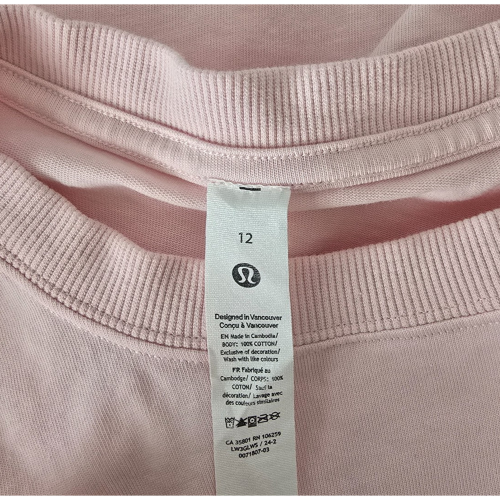Lululemon Relaxed Fit Cotton Jersey Short Sleeve Tee Women's 12 Pink Strawberry - Picture 3 of 13
